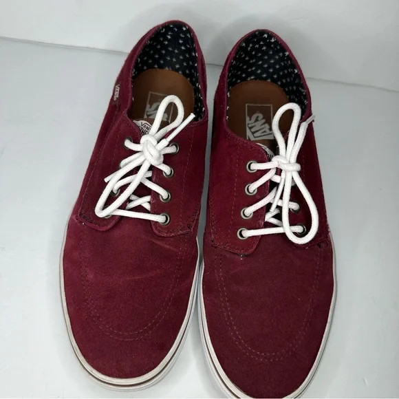Vans Brigata Suede Low Top Maroon Burgundy Canvas Skateboarding Shoes Size 11 - Picture 3 of 9